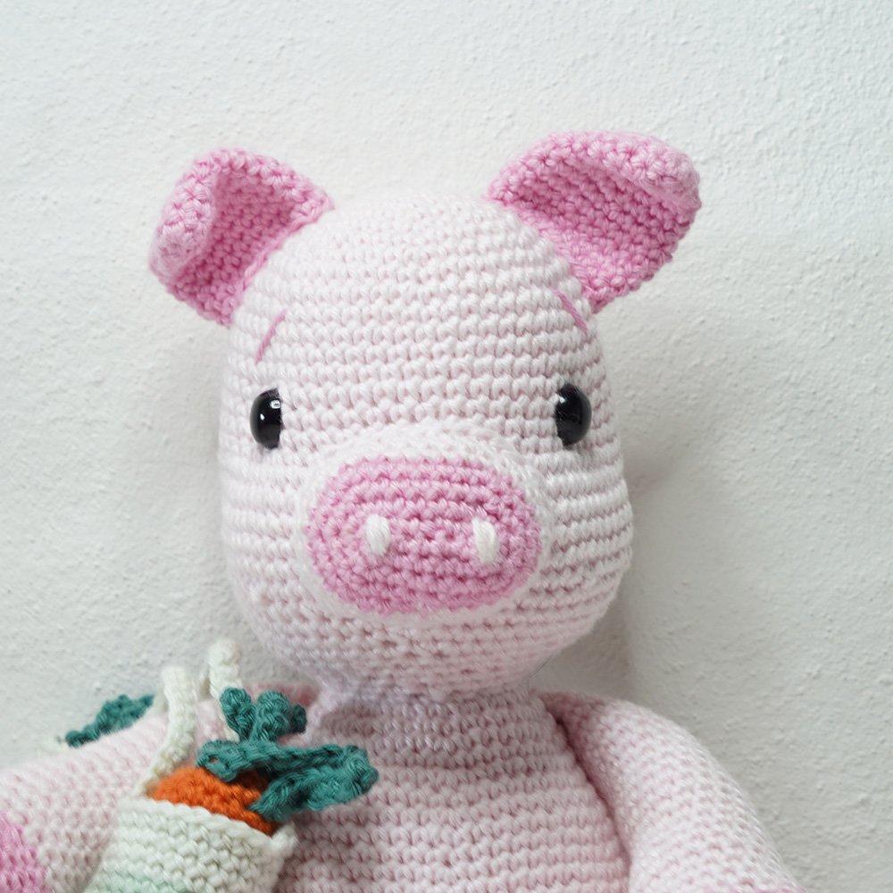 Hæklet Grete gris - 100% bomuld - Billede 2